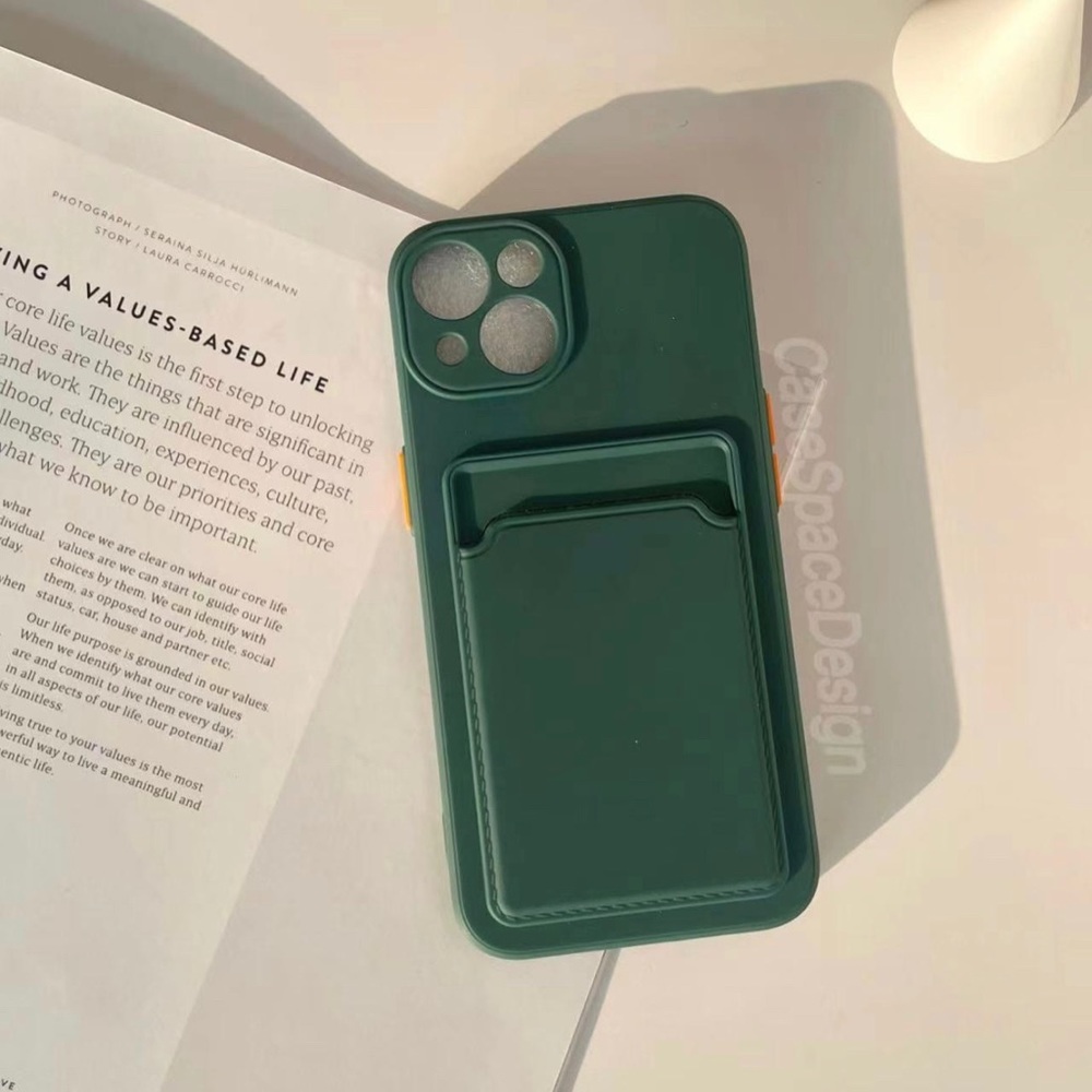 Green & Orange IPhone 13 Phone Case with Card Slot